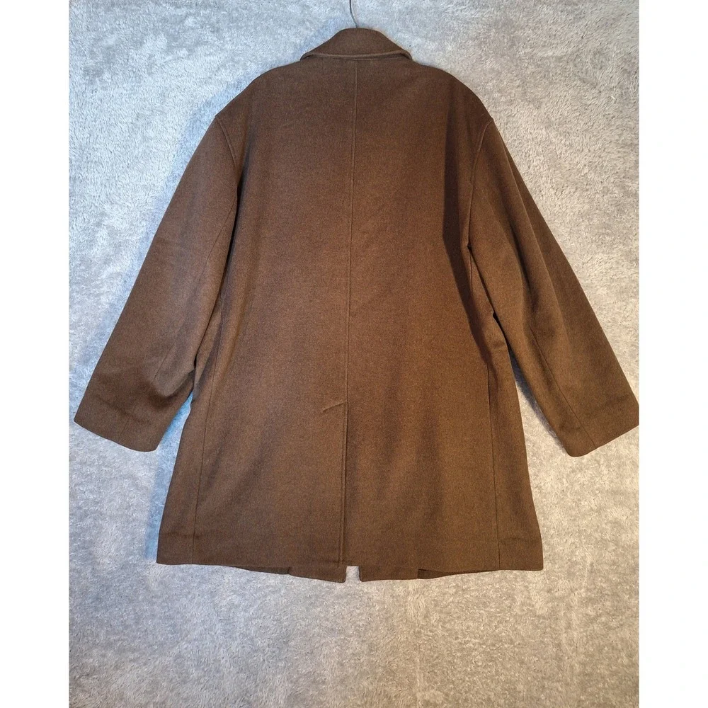 Jones New York Mens Coat Overcoat 42S Brown 100% Wool 48825Z Double Breasted